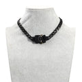 2025 New Hip-hop Personality Men's Metal Necklace Choker Party Jewelry Black Stainless Steel Bracelet Necklace Set for Boyfriend
