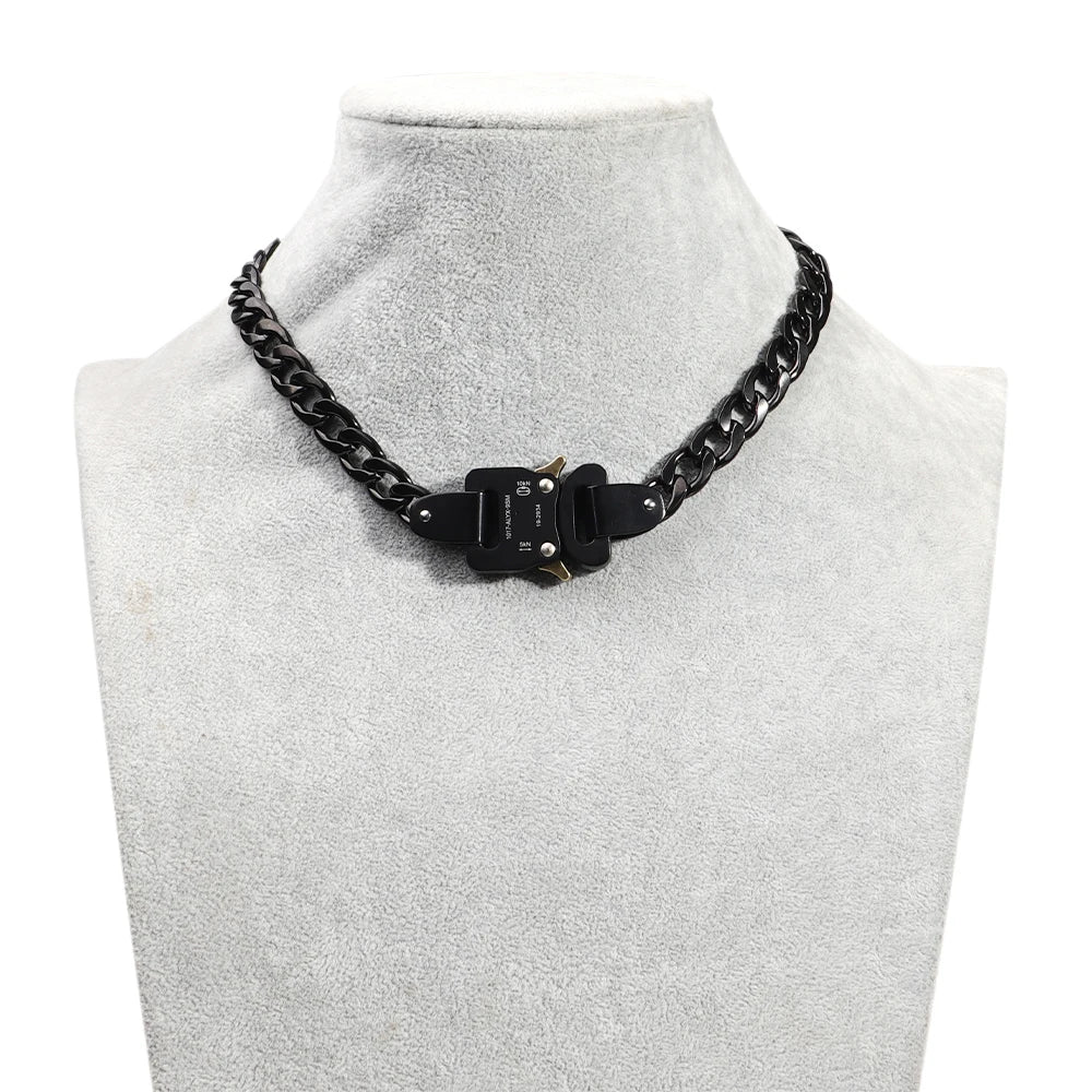 2025 New Hip-hop Personality Men's Metal Necklace Choker Party Jewelry Black Stainless Steel Bracelet Necklace Set for Boyfriend