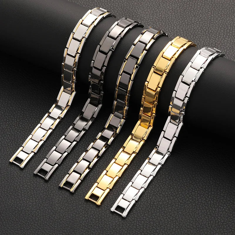 Women Man Gold Plated Therapy Bracelet Lover Couples Magnet Bracelet Bio Magnetic Health Care Energy Bracelet