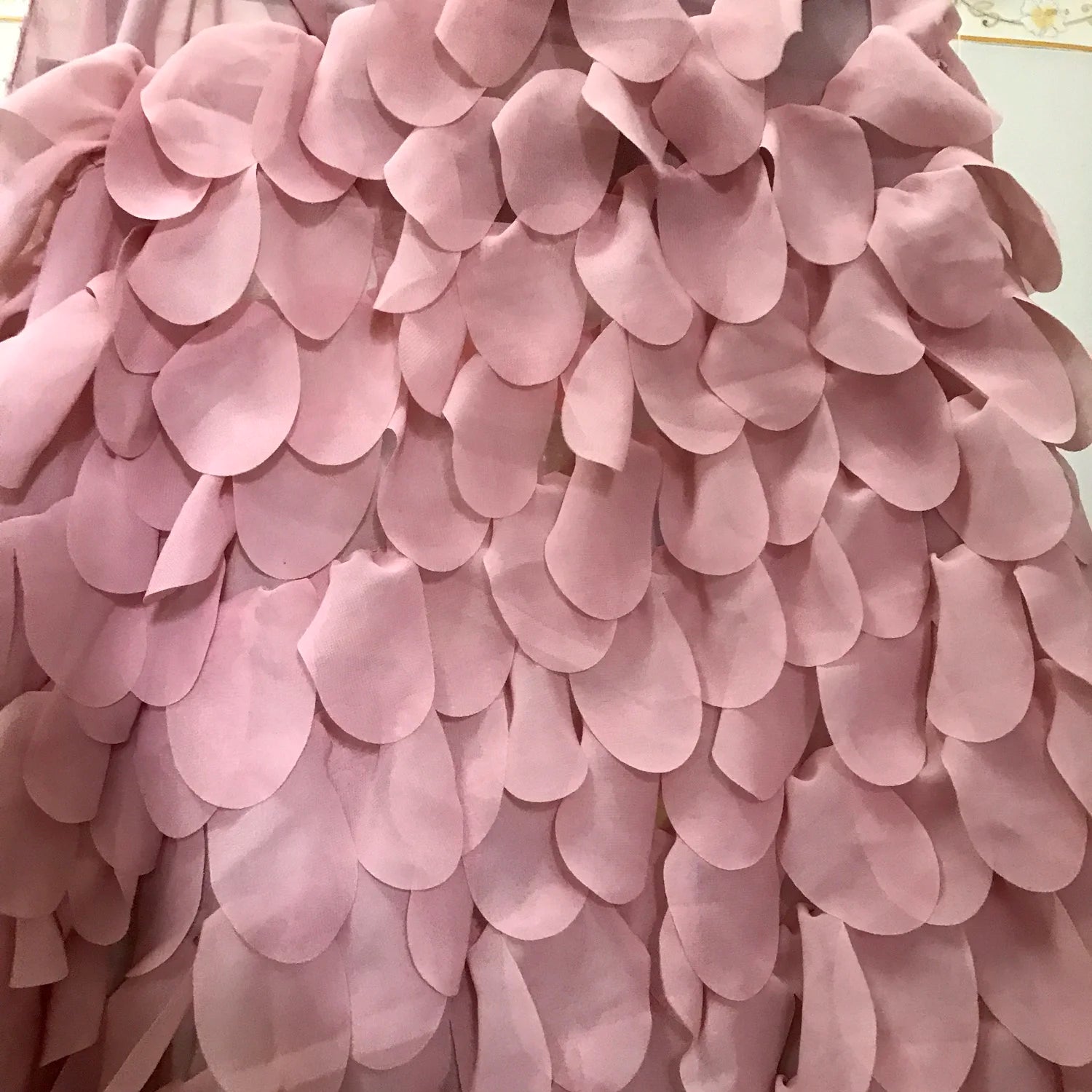 Rose Pink Tulle Net Applique Cake Dress Fancy Mesh Net Applique Dress Lace Fabric