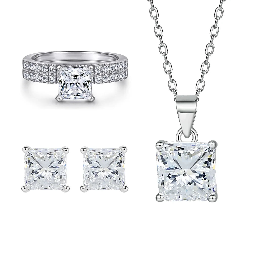Gift Box Packaging 925 Silver CZ Jewelry Set Ready to Ship Presentation Box Included Dropshipping Support