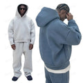 Custom Logo Heavyweight Cotton Hoodie Tracksuit Set 500gsm Thick French Terry Sweatpants Loose Fit Jogger Sets Men's Sweat Suits