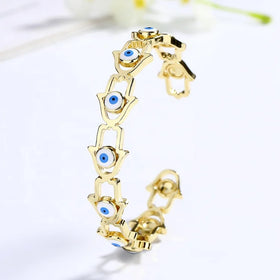 Clever Design Sky Blue Color Customize Fine Fashion 18K Gold Plating Jewelry Adjustable Bracelets Bangles