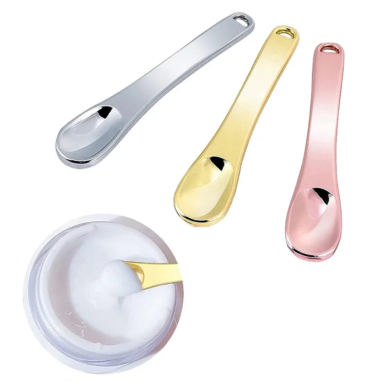2024 Private Label Korean Makeup Spatula 6" Gold Mini Metal Cosmetic Spoon for Eye Cream