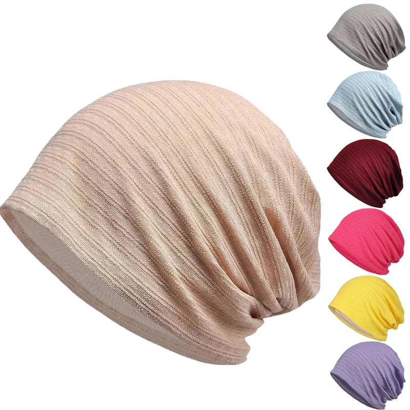 Summer Thin Hollow Breathable Lace Women Cotton Slouchy Baggy Hat Sleeping Chemo Cap Chunky Beanie for Women