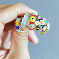 EM1213 Retro Vintage Enamel butterfly Star Daisy Hamsa Hand Evil Eyes Rainbow Hoop Huggie Earrings Jewelry for Women
