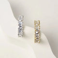 Ladies Zirconia Pave Ring 925 Sterling Silver 18k Gold Plated Baguette Cubic Zirconia Women Ring