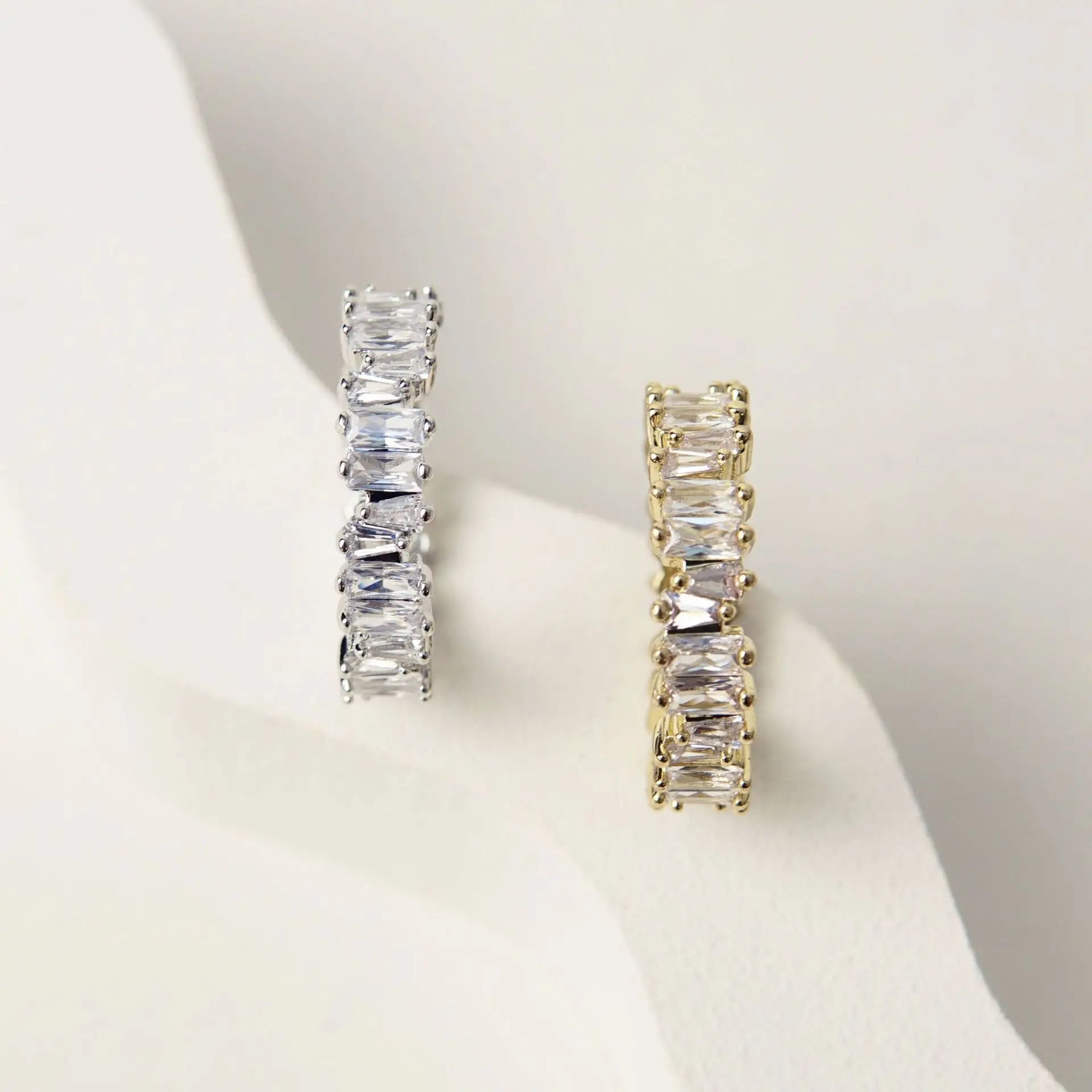 Ladies Zirconia Pave Ring 925 Sterling Silver 18k Gold Plated Baguette Cubic Zirconia Women Ring