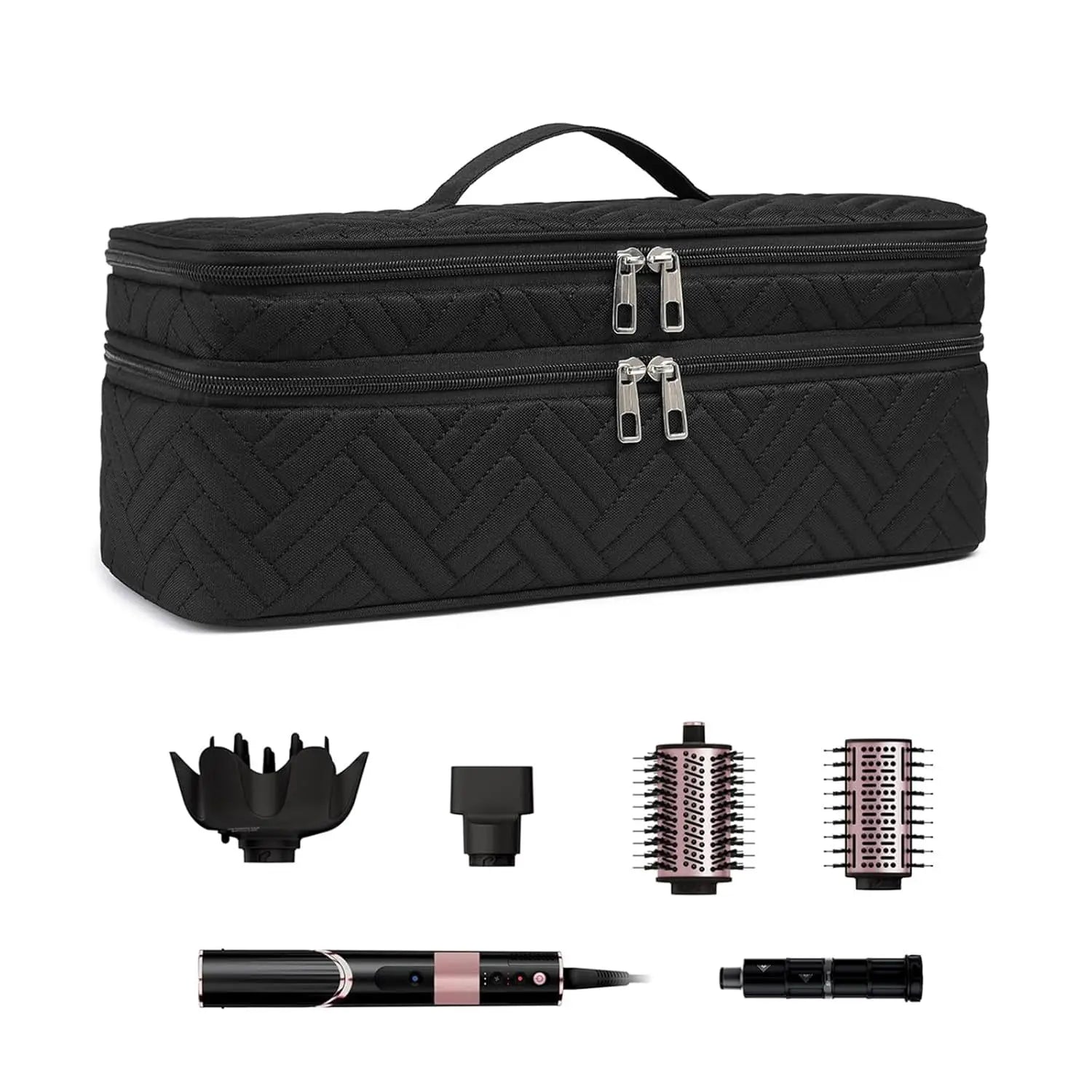Eco-Friendly Double Layer Quilted Polyester Storage Bag for Hair Dryer Curling Iron Tool Organizer Zipper Closure Fashion