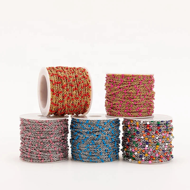 Wholesale Stainless Steel Enamel Color Ball Chain for DIY Necklace O Chain Jewelry