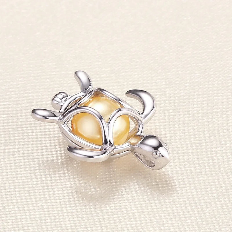 Wholesale 925 Sterling Silver Cage Mountings Tortoise Design Wish Pearl Cage Pendant Mount for Pearl