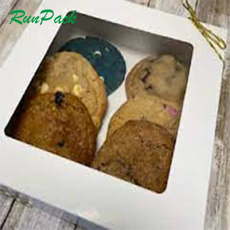 Custom Logo Cardboard Cake Box Window Anti-Humidity Greaseproof Biodegradable Rigid Box for Potato Chips Candy Packaging