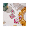925 Silver Needle Celebrity Red Ruby Zirconia Earrings French Retro Luxury Design Earrings for Wedding Party