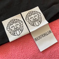 Double Sides Book Cover Fold Taffeta Woven Hem Labelsoft High Density Weaving logo Hem Tag for Apparel