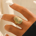 Beimai OEM Ring Colored Oil Drop Fingerprint Shape Stainless Steel Open Adjustable Ring