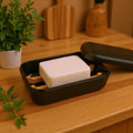 NO PLASTIC Rectangle Biodegradable Bamboo Fiber Soap Dish Shower Holder Case Box for Travel