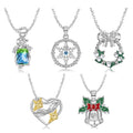 Snowflakes Pendant Necklace 925 Sterling Silver Bow-Knot Bell Heart Pendant for Women Necklaces Jewelry Making Christmas Gifts