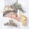 B.PHNE Hair Accessories Hollow Out Daisy Flower Crystal Metal Hair Claw Clips for Women