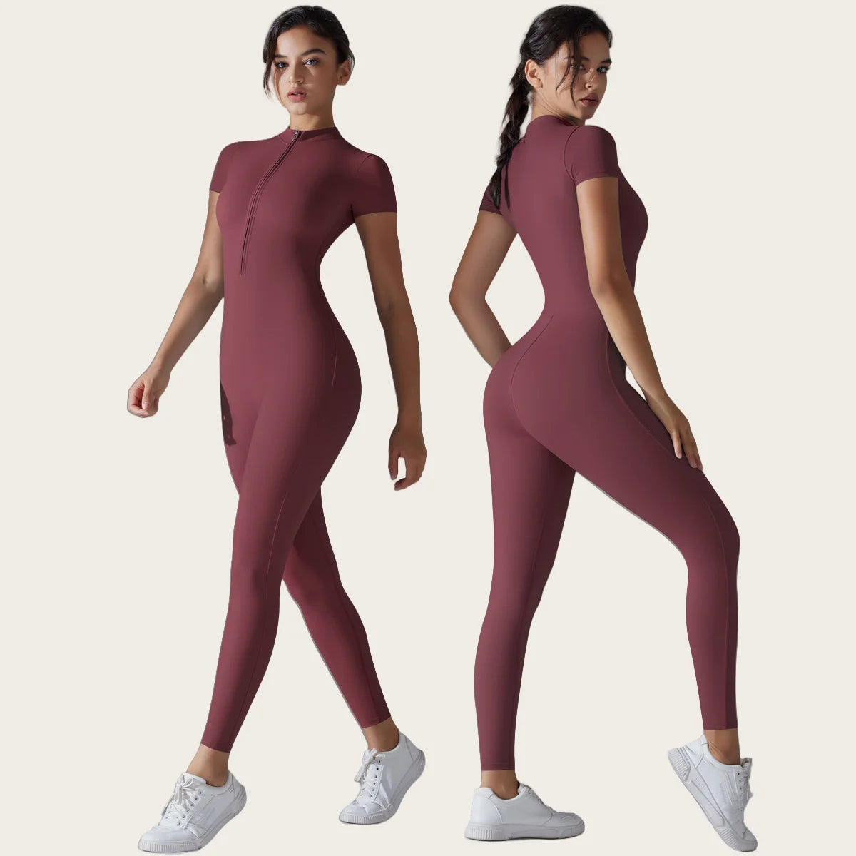 Custom Logo Plus Size Zip Yoga Jumpsuit Long Pants Women Fitness Gym Bodysuits Workout Pilates Training Wear Jumpsuit