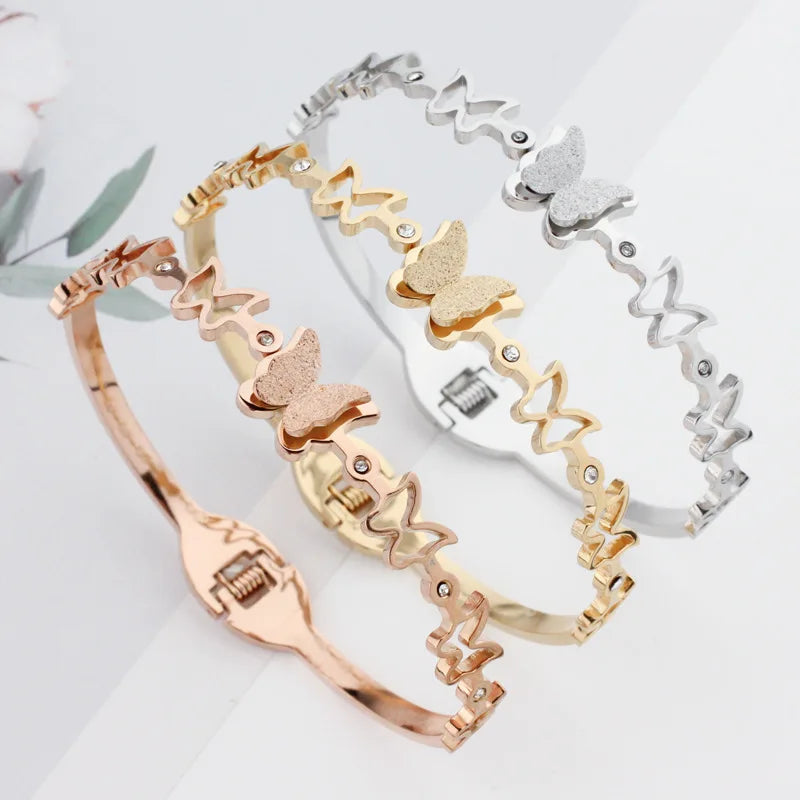 304 316L Bangles Butterfly Designs Unique Stainless Steel Bangles Bracelets New Design for Women