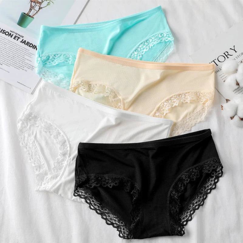 Lace Girls Underwear Mid Waist Able Breathable Plus Size Briefs Ladies Cotton Crotch Underwear Candy Colored Girl Underwear