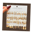 Retro Gold Color Pearl Geometric Design Heart Hoop Earrings Set for Women Jewelry