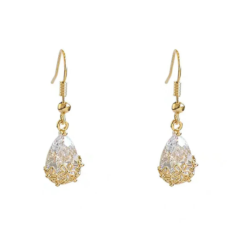 Brincos Em Forma De Gota Water Drop Shape Crystal Earrings Long Pendant Hook Earrings for Women