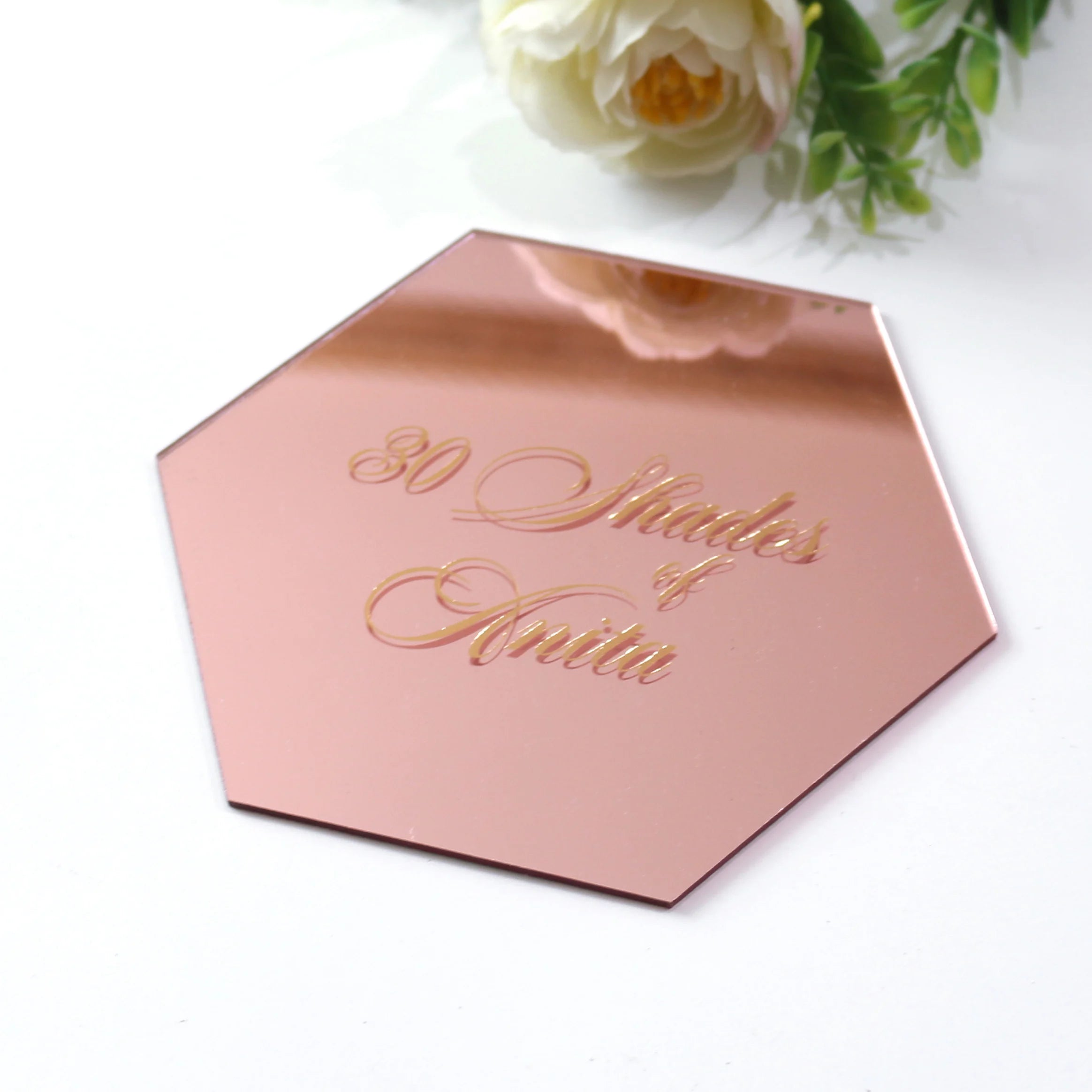 2022 Creative Design Rose Gold Acrylic Drink Coasters Hexagon Shape Bar Wedding Party Hotel Coasters