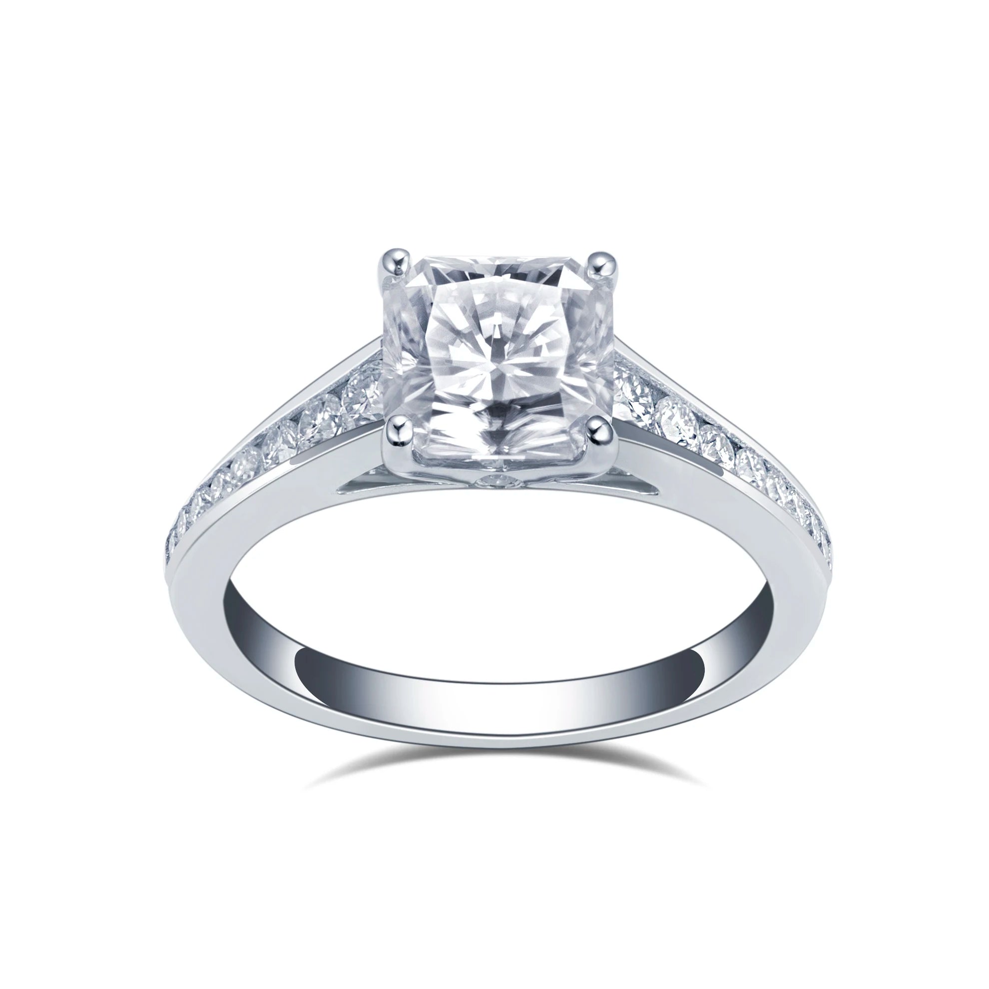 Messi Pretty Luxury Design Fine Jewelry 2ct Radiant S925 Silver Jewelry Lab Grown Diamond Wedding Finger Rings