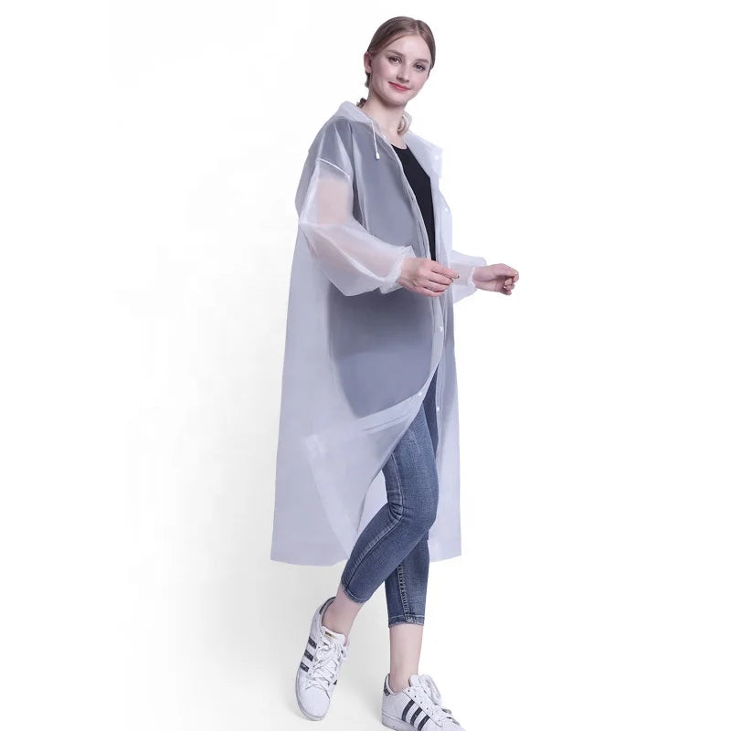 Rain Ponchos for Adults Rain Phocho Rain Coat EVA Reusable Raincoats With Hood