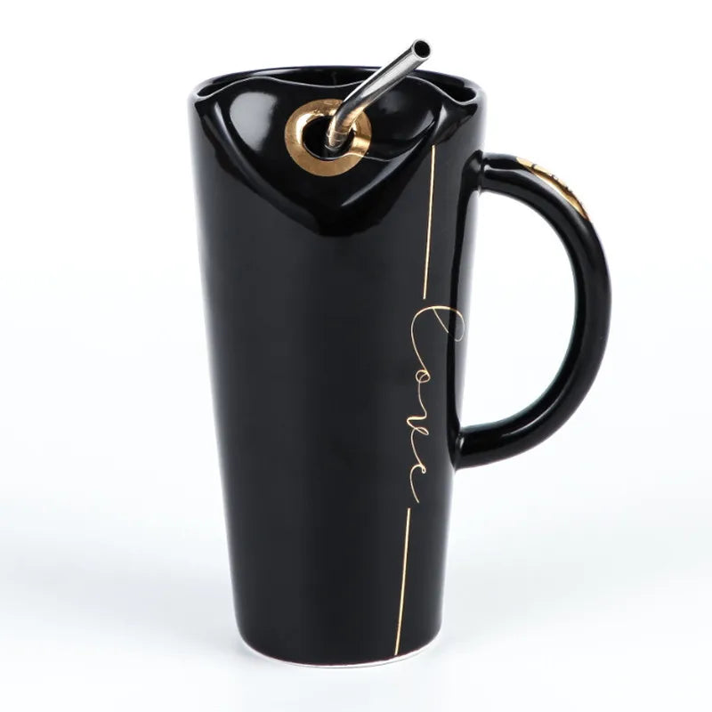 Solhui Cute Love Ceramic Mugs Coffee Mug Milk Tea Office Cups with Straw Best Birthday Gift for Friends Lovers MegaBDM