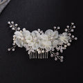 Women's Fashion Hair Stylist Jewelry Wedding Bridal Hair Clips Accessories White Flower Crystal Combs