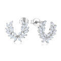 QX Custom Luxury Fine Jewelry 925 Sterling Silver White Zircon Flower Leaf Simple Stud Earrings for Women