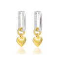Two Tone Heart Drop Earrings 925 Sterling Silver Original  Hoop Earrings for Women Geometric Jewelry Gift