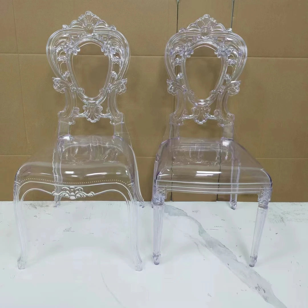 Hot Ssles Cheap DurableTransparent Crystal Resin Princess Chairs Clear Wedding Chairs