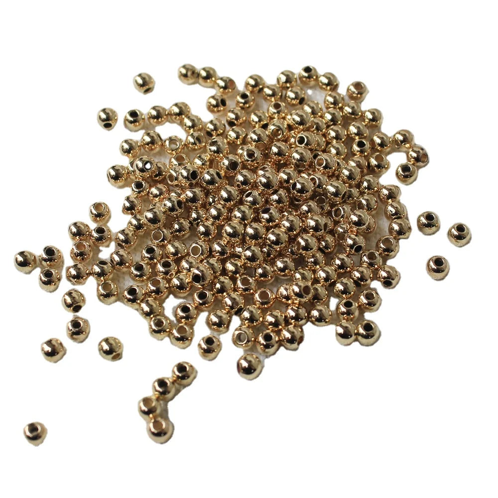 Loose 4mm  Silver Gold Electroplating Acrylic Round Jewelry Beads Diy Ornament Factory Supply