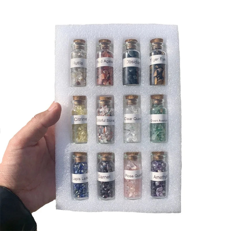 Healing Real Crystal Chips Stone Bottle Little Gravel Quartz Crystal Gemstone Bottle for Wedding Gifts