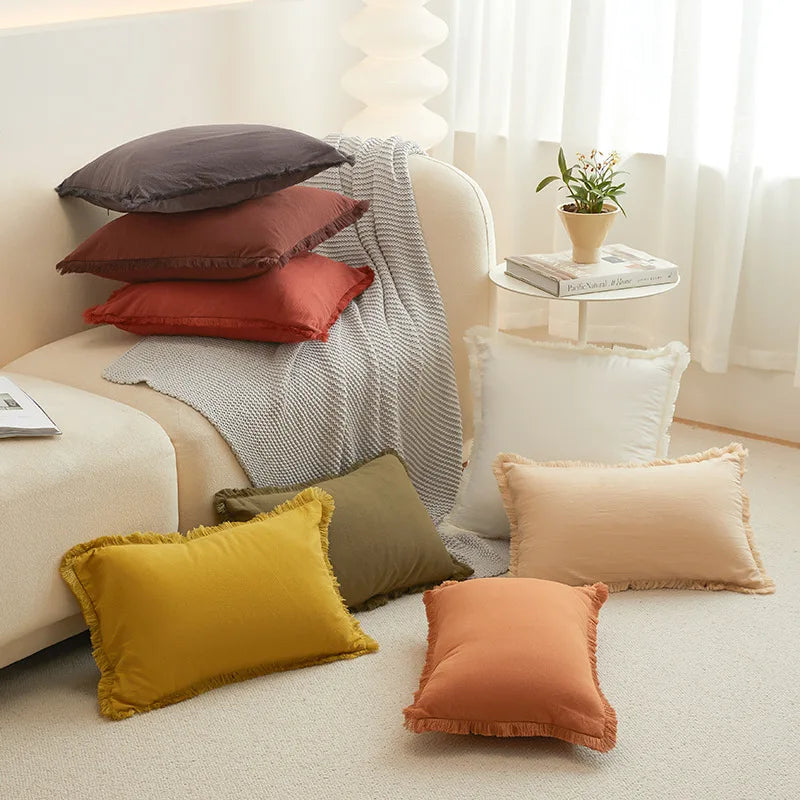 Tassel Pillow Cover for Sofa Living Room Soft Breathable Summer Decorative Pillowcase Retro Home Decor Cushion Cover