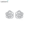 LUOTEEMI Lady Earing Copper Designer Korean Fashion Cute Woman Elegant 5A Cz Zircon Zirconia Rose Earrings