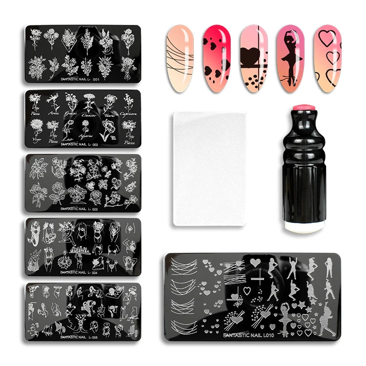 Nail Design Personality Pattern Template 3D Flower People Nail Art DIY Stamping Plate