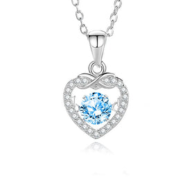 Stylish Valentine's Day Gift Infinity Beating Heart Clavicle Chain S925 Sterling Silver Infinite love Heart Pendant Necklace