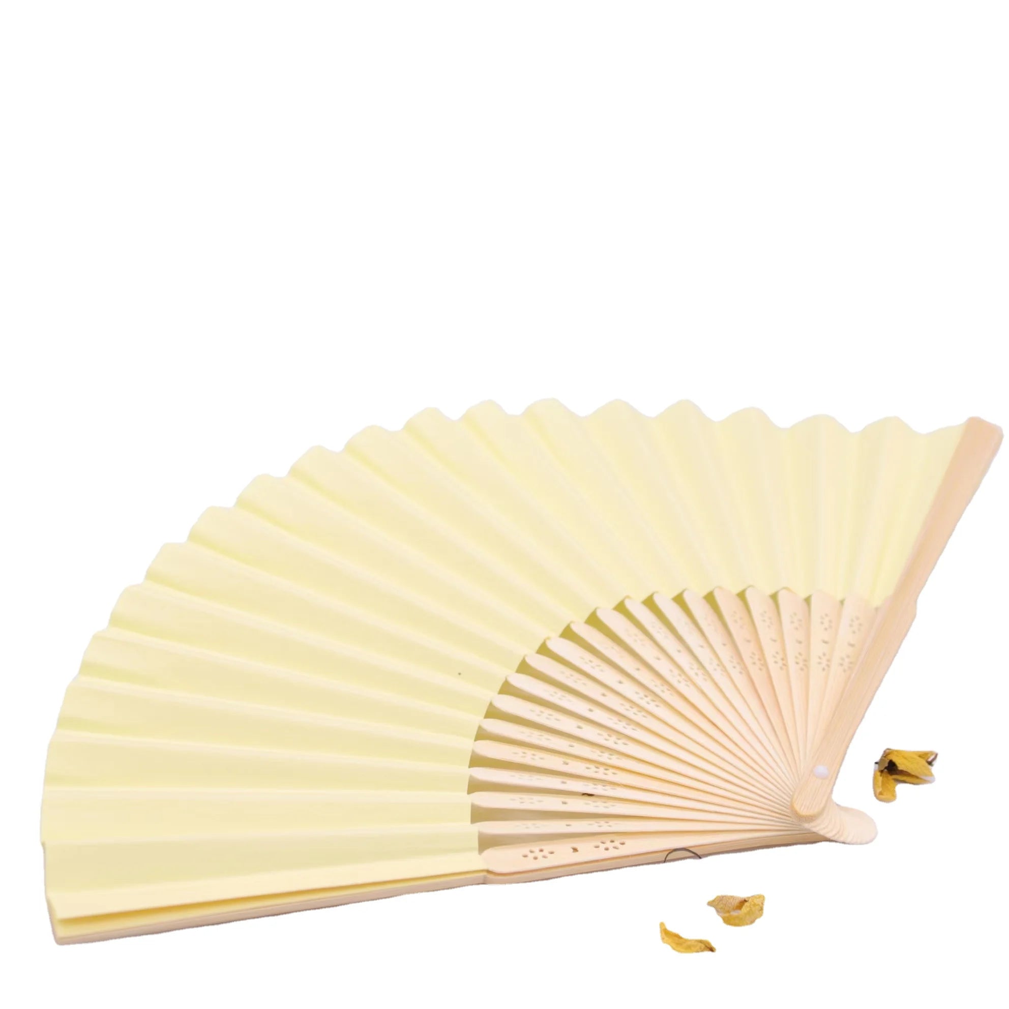 Tailai Wholesale Cute Wooden Folding Bamboo Hand Fan With Pouch Chinese Folding Fans Silk Veil Fans