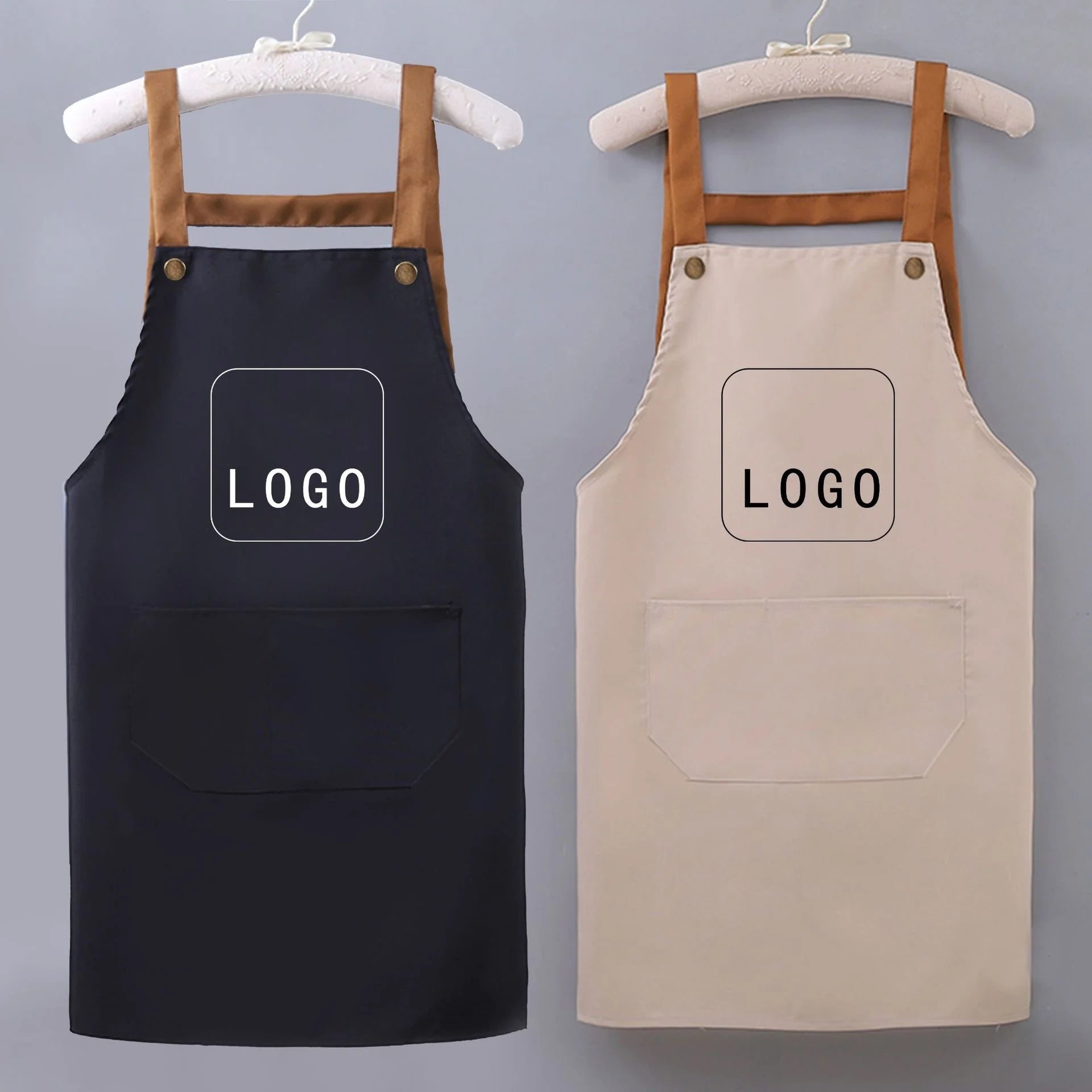 Customized Logo Printing Anti-Pollution Waterproof Canvas Kitchen Home Work Clothes Nail Art Milk Tea Shop Waist Apron for Men