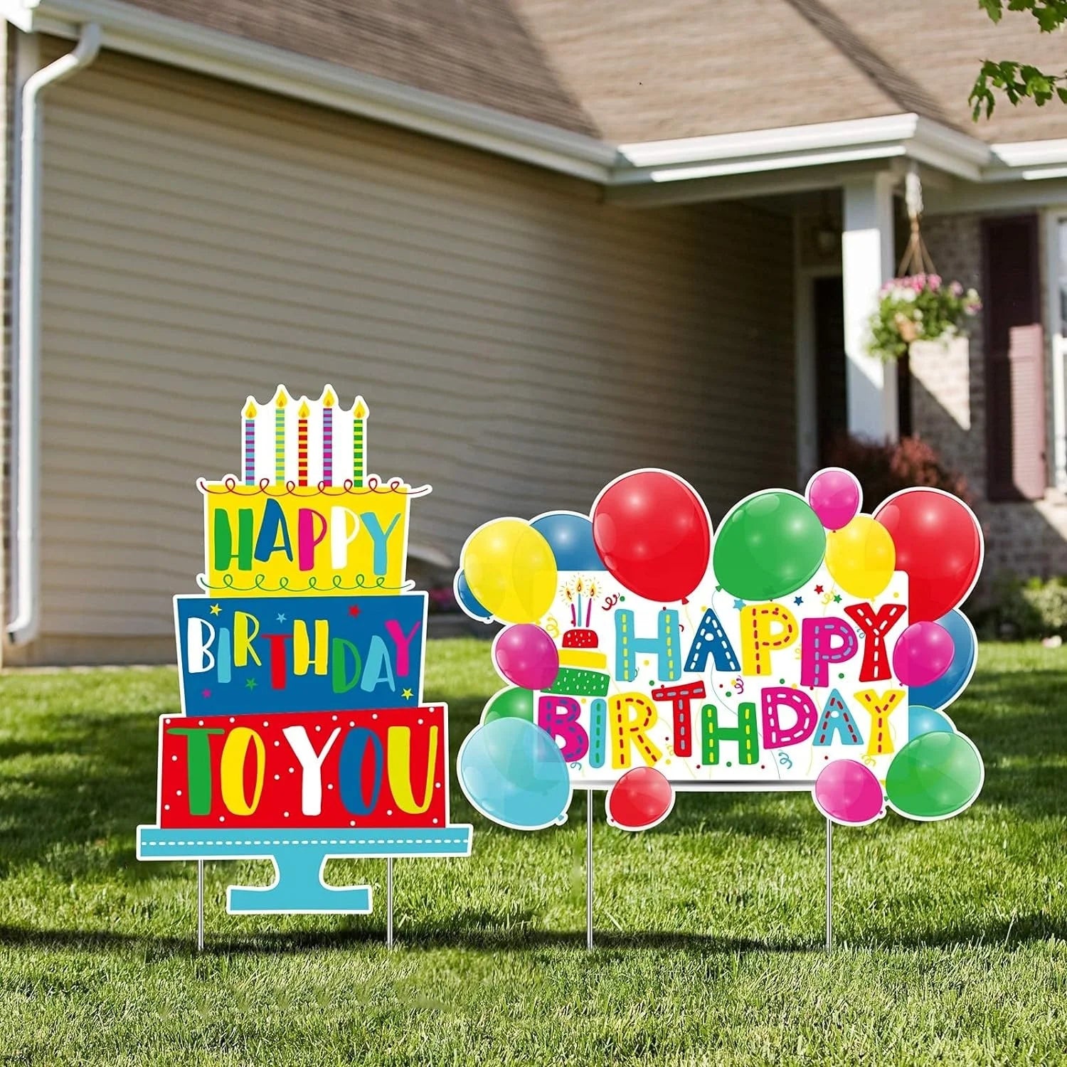 Custom Outdoor Waterproof Corrugated Lawn Sign Yard Sign Happy Birthday Letters With Stakes
