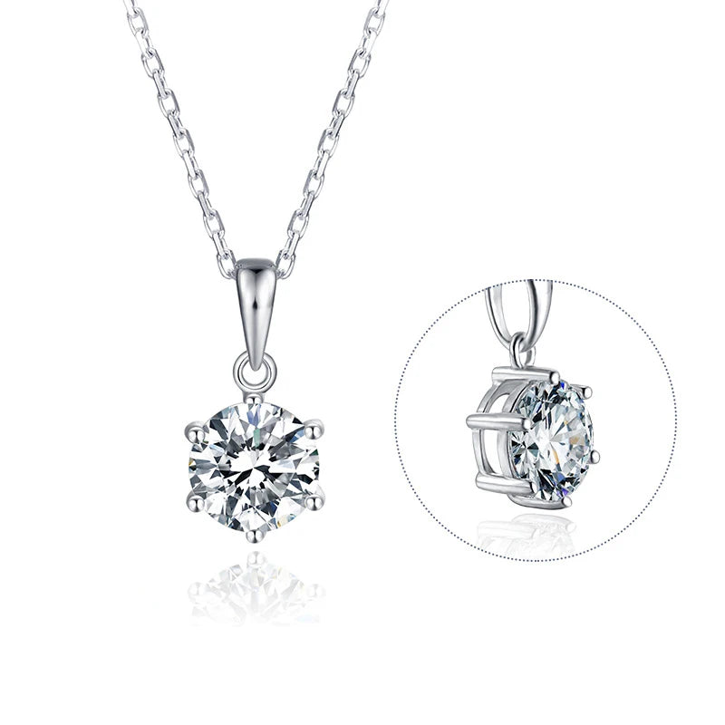 Abiding Colorful 6.5Mm Moissanite Diamond Pendant Fashion Statement 925 Sterling Silver Jewelry Necklaces for Women