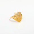 Non Tarnish & Waterproof  Peacock Fan Shape 18k Gold Plated Stainless Steel Rings for Women Trendy Jewelry