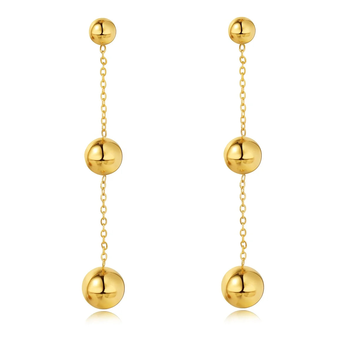 Simple Personality Stainless Steel 18K Gold Plated Ball Long Tassel Drop Earrings Trendy Unisex Customization