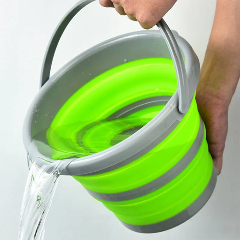 5L 10L Foldable Silicone Plastic Water Buckets for Cleaning Washing Camping Fishing Round Collapsible Folding Design