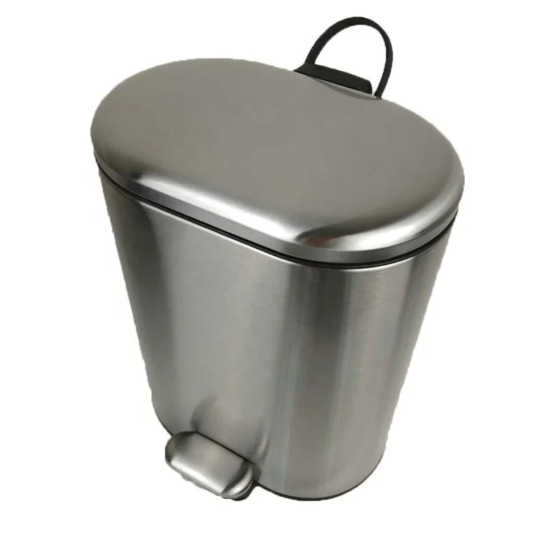 European Fashion Style Stainless Steel Bathroom Trash Can Toilet Brush Holder Set