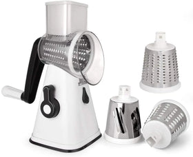 Rotary Cheese Grater Handheld Vegetable Chopper Mandoline Slicer Nut Grinder Easy Cleaning Shredder for Kitchen with 3 Round